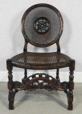 CANED HALL CHAIR, W. SKULL & S