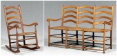 Caned settee and rocking chair