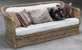 CANED SUNROOM SETTEE WITH PILL