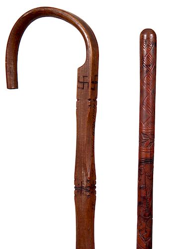 CANESCANES, A PAIR OF FOLK ART