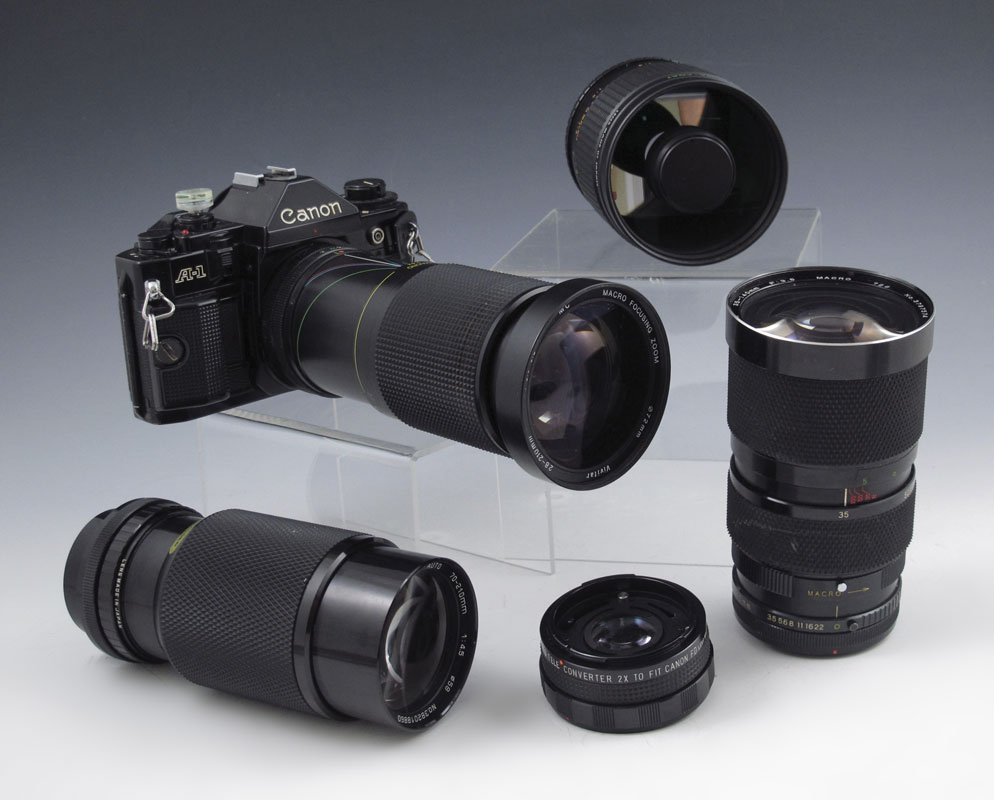 CANON A-1 CAMERA BODY WITH LENSES &