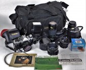 CANON AE-1 CAMERA WITH BAG AND
