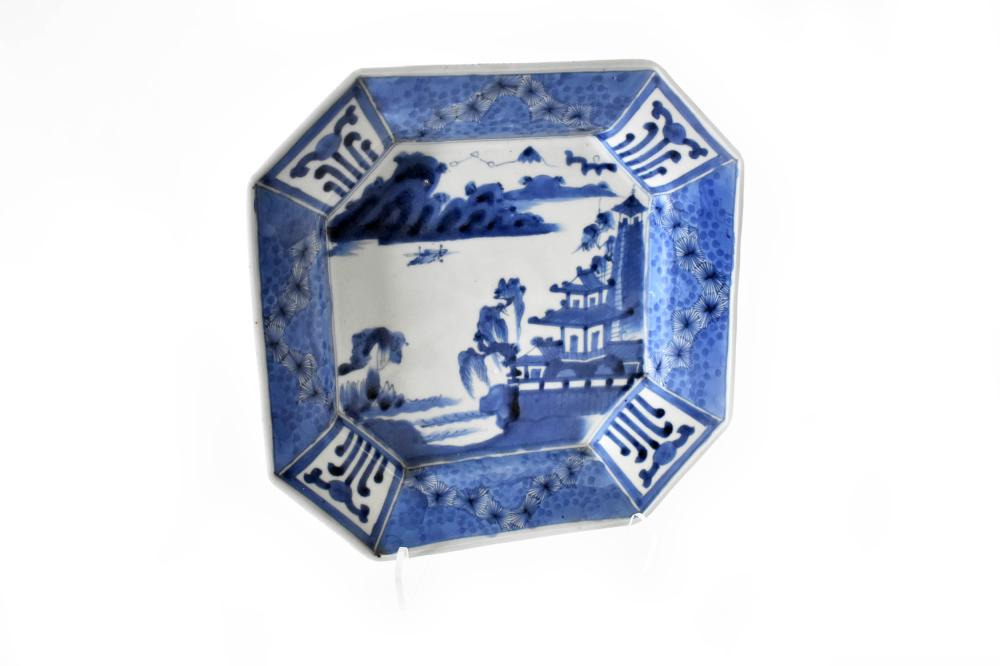 CANTON BLUE AND WHITE DECORATED
