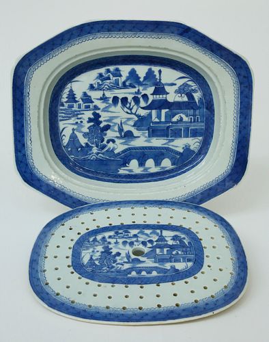 CANTON DEEP OBLONG MEAT PLATTER AND