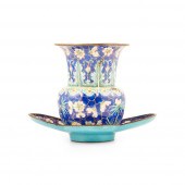 CANTON ENAMEL BLUE-GROUND VASE