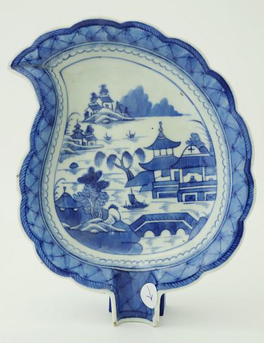 CANTON LARGE LEAF DISH, 19TH