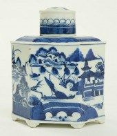 CANTON MARQUIS-SHAPED TEA CADD