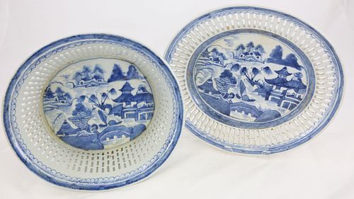 CANTON RETICULATED FRUIT BASKET AND