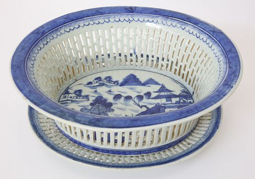 CANTON RETICULATED FRUIT BASKET AND