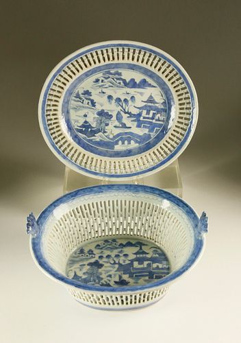 CANTON RETICULATED FRUIT BASKET AND
