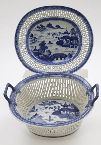 CANTON RETICULATED FRUIT BASKET AND