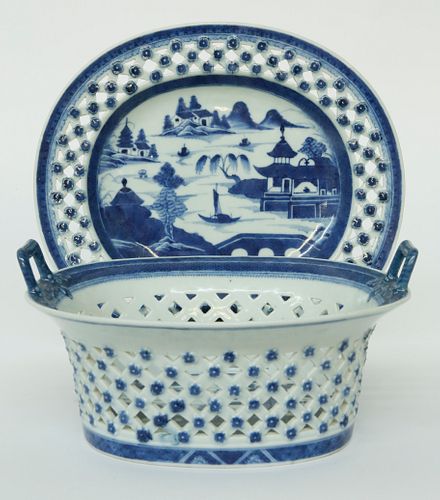 CANTON RETICULATED FRUIT BASKET AND