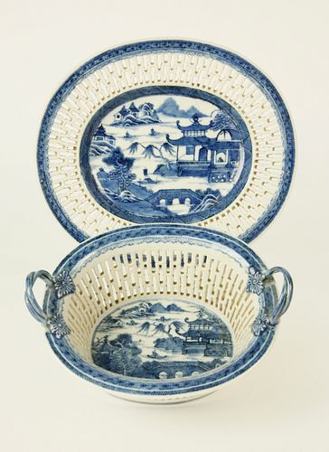 CANTON RETICULATED FRUIT BASKET AND