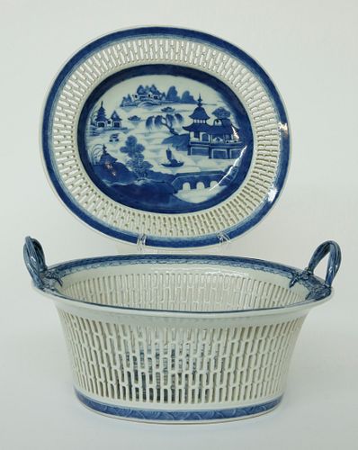 CANTON RETICULATED FRUIT BASKET AND
