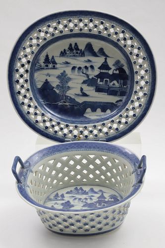 CANTON RETICULATED FRUIT BASKET AND