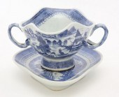CANTON TWO-HANDLE SAUCE BOAT,