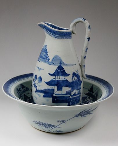 CANTON WASH BASIN AND PITCHER,