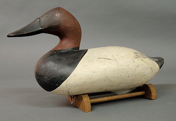 Canvasback duck decoy signed "R.