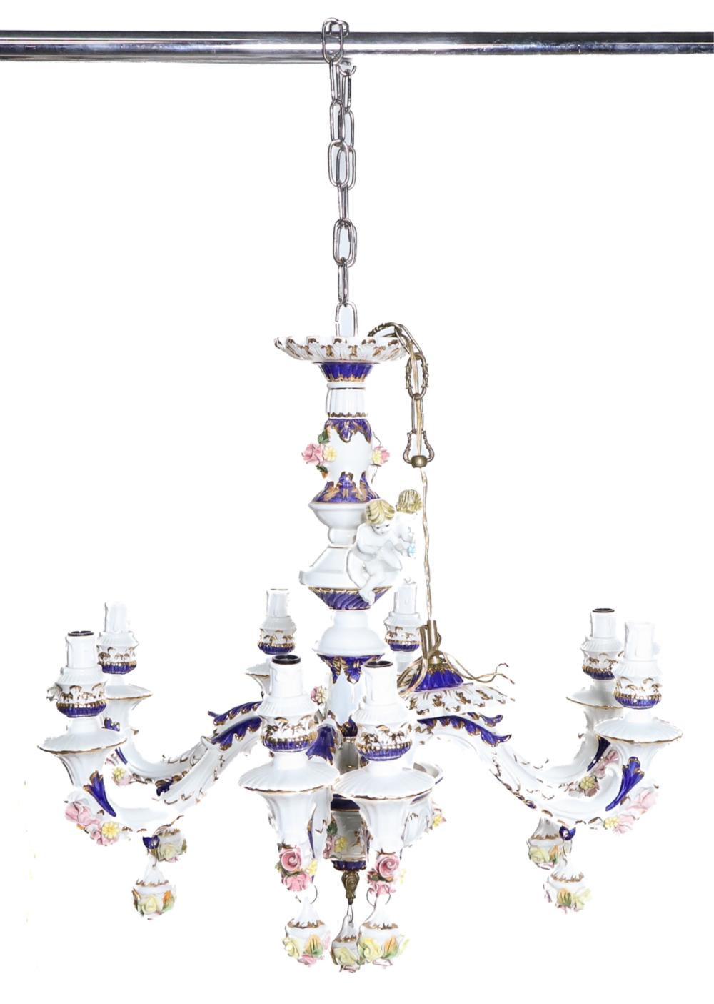 CAPODIMONTE 8 LIGHT PORCELAIN
