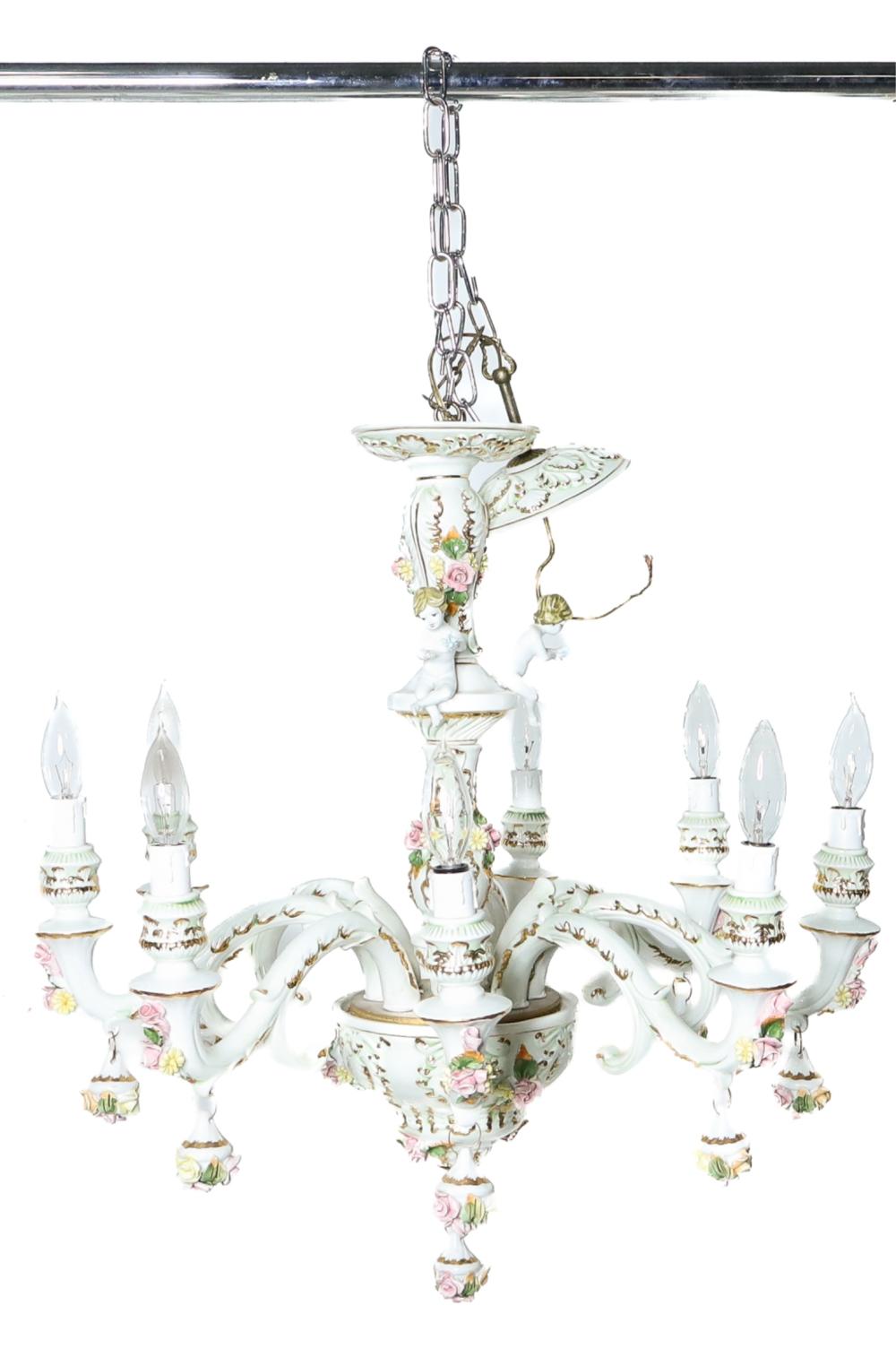 CAPODIMONTE 8 LIGHT PORCELAIN