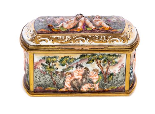 CAPODIMONTE PORCELAIN BOX CHERUBS