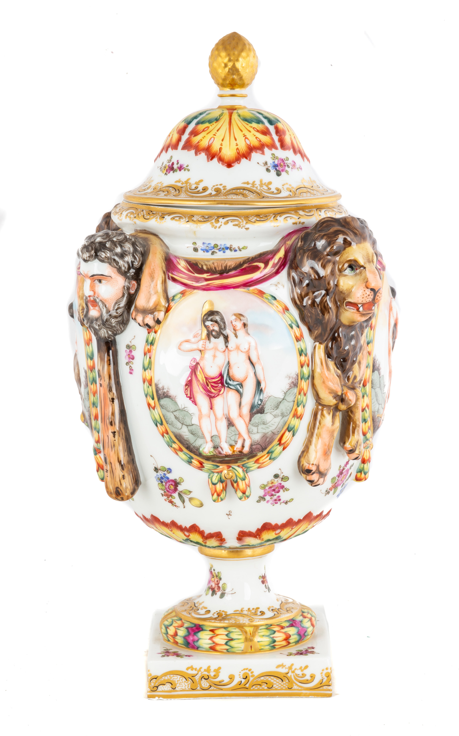 CAPODIMONTE PORCELAIN COVERED URN