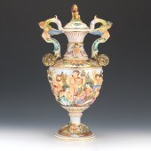 CAPODIMONTE PORCELAIN URN WITH