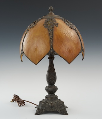 Caramel Color Slag Glass Table Lamp