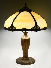 CARAMEL SLAG GLASS LAMP: 6- pa