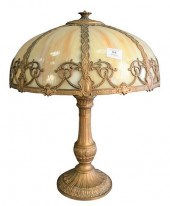 CARAMEL SLAG GLASS SHADE TABLE