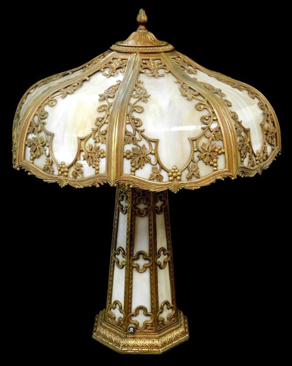 CARAMEL TO CREAM SLAG GLASS LAMP,