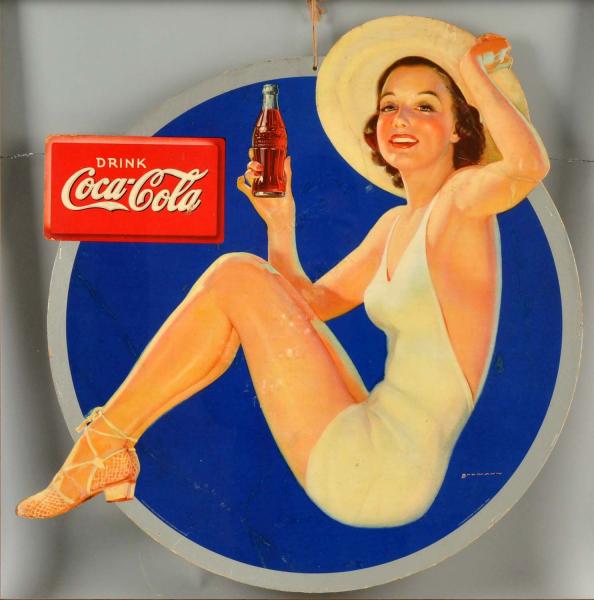 Cardboard Coca-Cola Cutout Sign. 