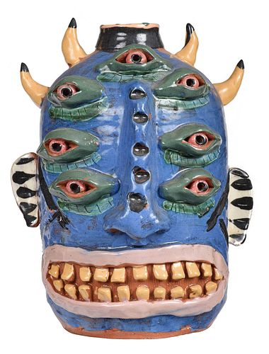 CARL BLOCK FLATLAND POTTERY FACE