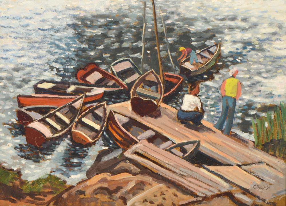 CARL NYQUIST 'AT THE DOCKS' OIL