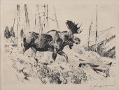 CARL RUNGIUS ETCHING "THE TRAV