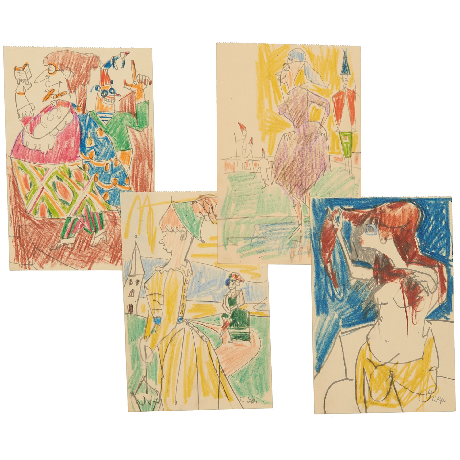 CARL SPRINCHORN, (4) DRAWINGS