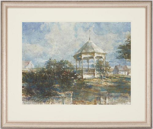 CARL SUBLETT W/C PAINTING, GAZEBO