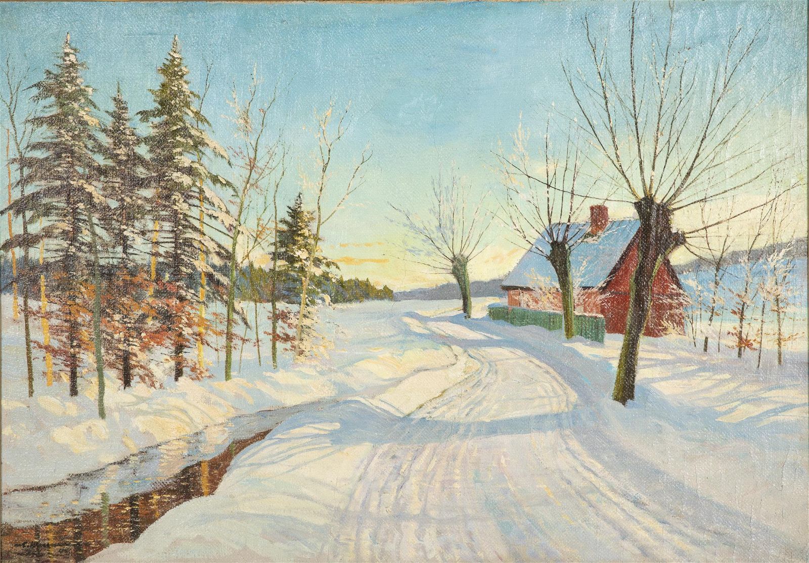 CARL WENNEMOES, SNOW SCENE, OIL