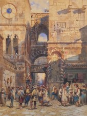 CARL WERNER, WATERCOLOR, ROME