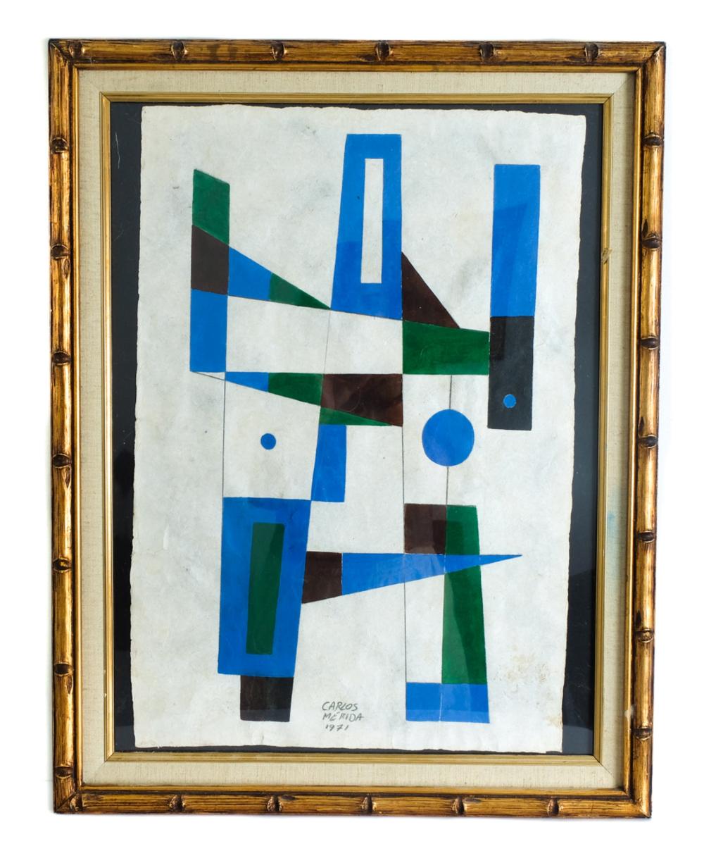 CARLOS MERIDA MIXED MEDIA SIGNED