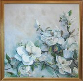 CARMEL OIL ON CANVAS, FLOWERIN