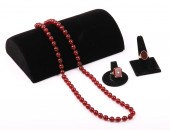 Carnelian necklace and (2) rin