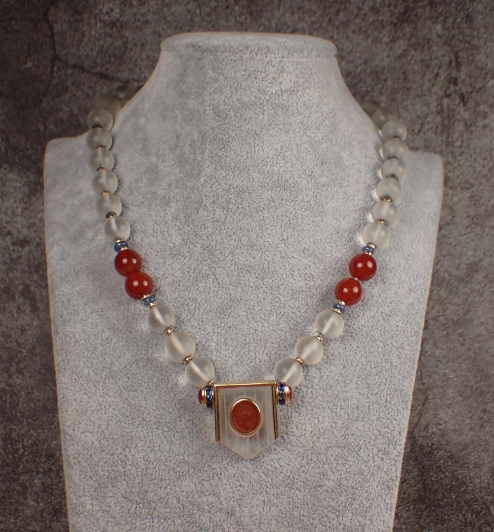 CARNELIAN, SAPPHIRE AND FROSTED