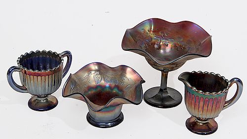 CARNIVAL GLASS LOTA group of six