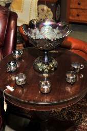 CARNIVAL GLASS PUNCH SET. Duga