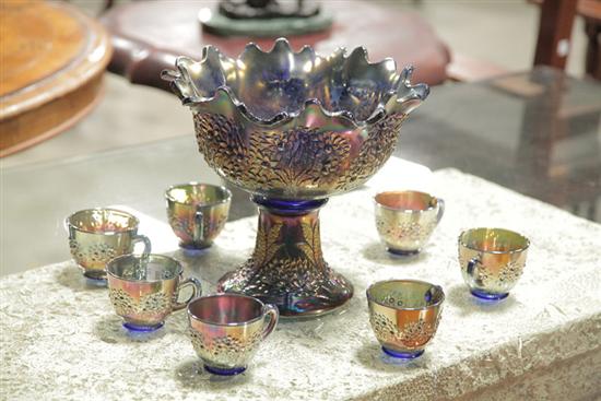 CARNIVAL GLASS PUNCH SET. Fenton