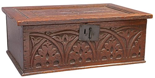 CAROLEAN-STYLE CARVED OAK BIBLE