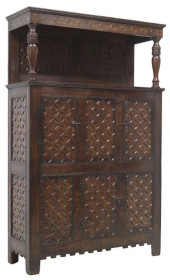 CAROLEAN STYLE CARVED OAK COUR