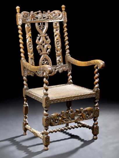 Carolean-Style Carved Walnut