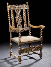 Carolean-Style Carved Walnut A